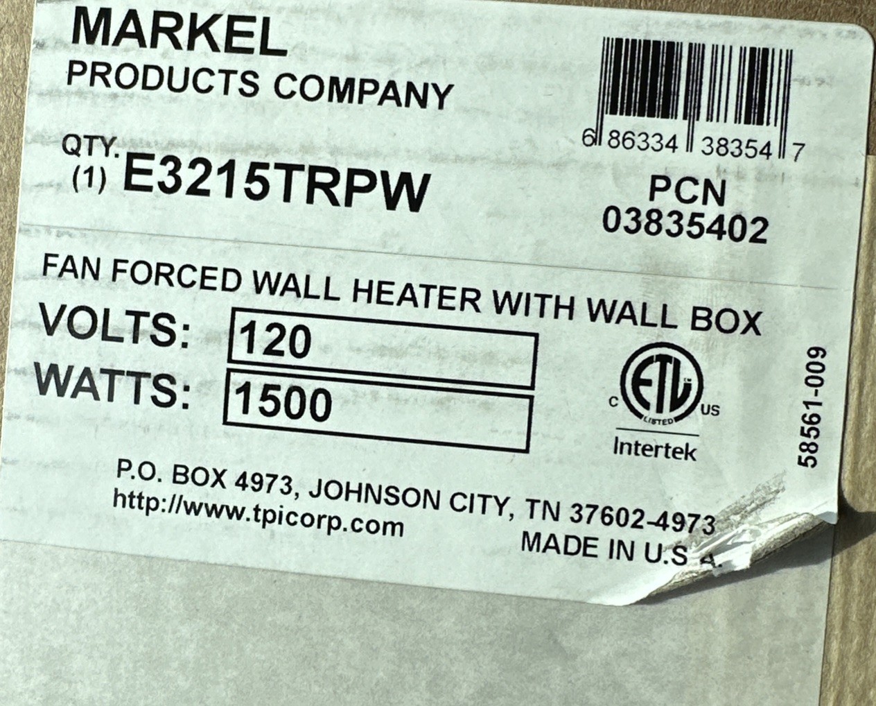 TPI Economical Wall Insert Electric Fan Heater with Back Cans gallery