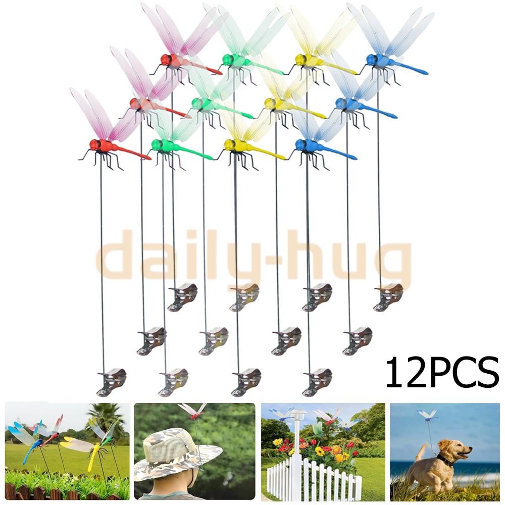 12×Fake Dragonfly Clips Clip on Dragonfly for Outdoors 3D Dragonfly Garden Decor gallery