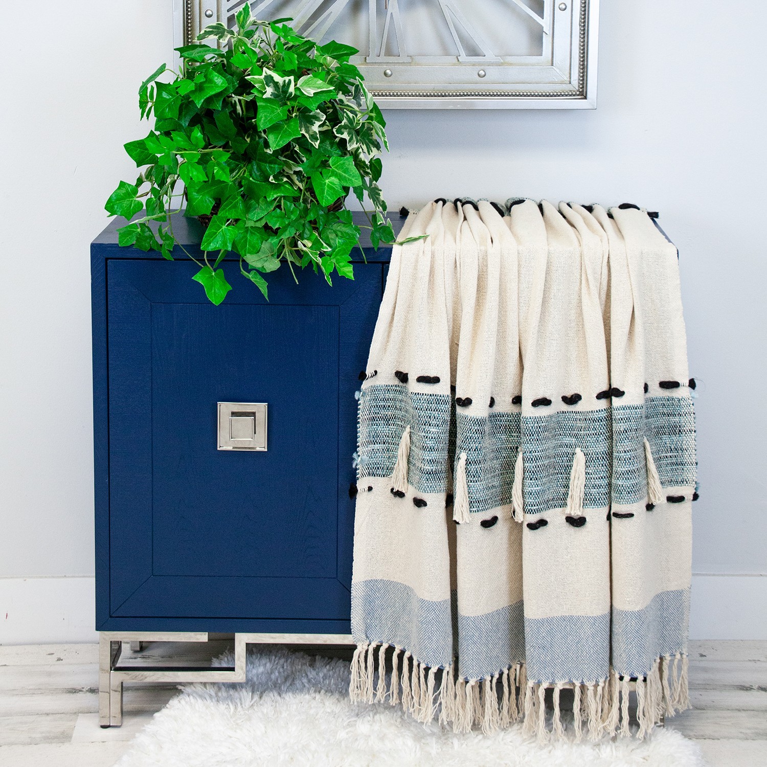 Parkland Collection Inca Blue Variegated Cotton 50" x 60" Throw Blanket gallery