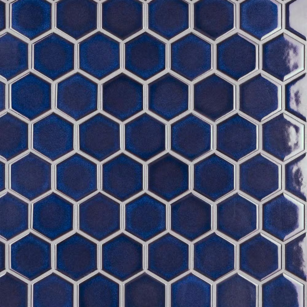 Tribeca 2 In. Hex Glossy Cobalt 11-1/8 In. X 12-5/8 In. Porcelain Mosaic Tile (1 gallery