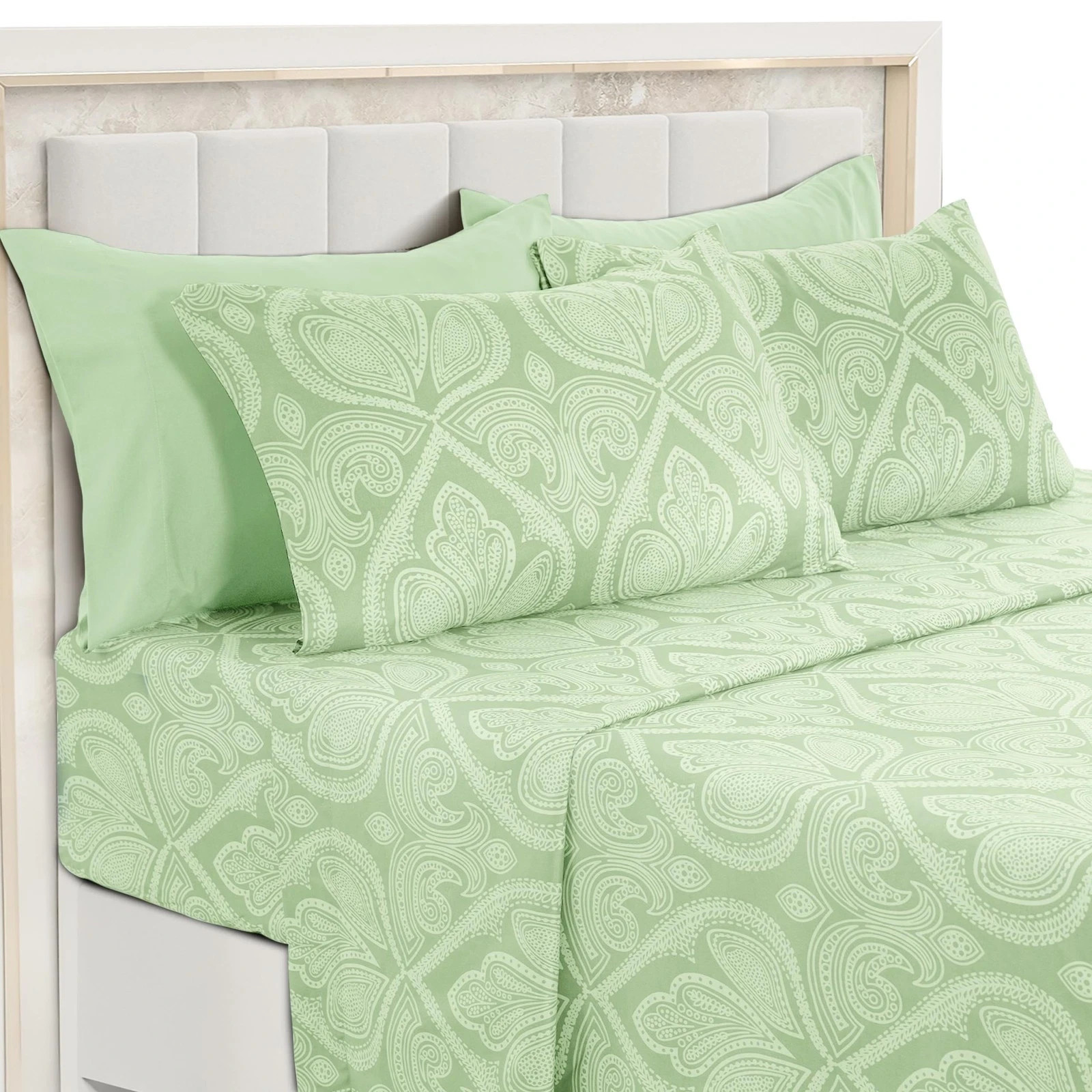 Lux Decor Collection Queen Sheet Set 6 Piece 1800 Thread Count Green Bed Sheets gallery