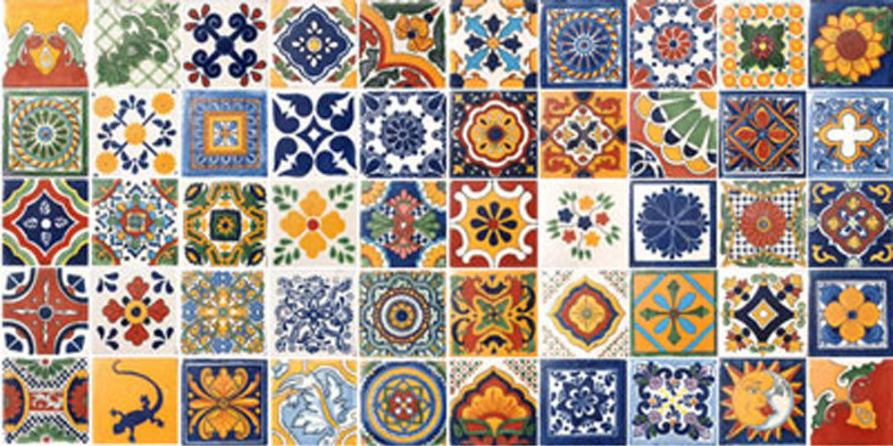 50 TILES 4x4 MEXICAN CERAMIC HANDMADE TALAVERA TILES WALL FLOOR DECORATIVE #003 gallery