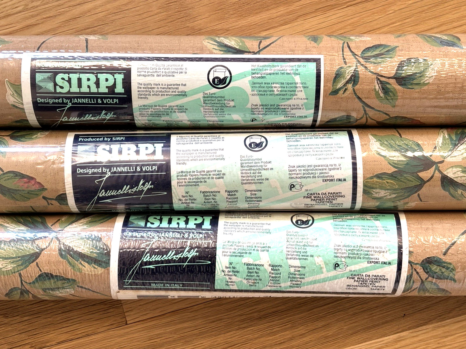 3 ROLLS SIRPI ITALIAN WALLPAPER JANNELLI & VOLPI #4801 PREPASTED NEW OLD STOCK gallery