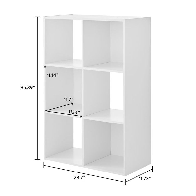 Mainstays 6 Cube Storage Organizer White Shelving Unit Home Furniture Decor gallery