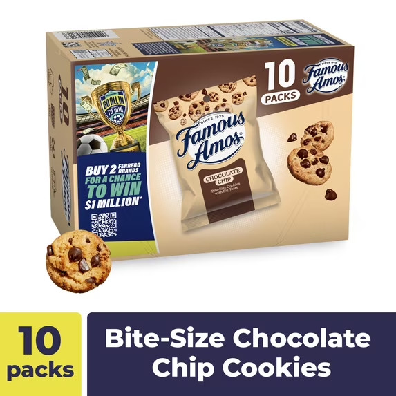 Famous Amos Classic Chocolate Chip Cookies, Bite-size cookies, Sweet Treats, 10 gallery