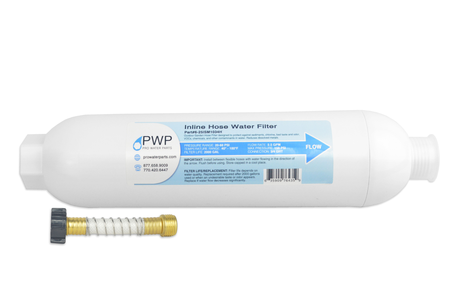 Inline Water Filter with Hose Protector for 3/4" Garden Hose, RV, Camper gallery