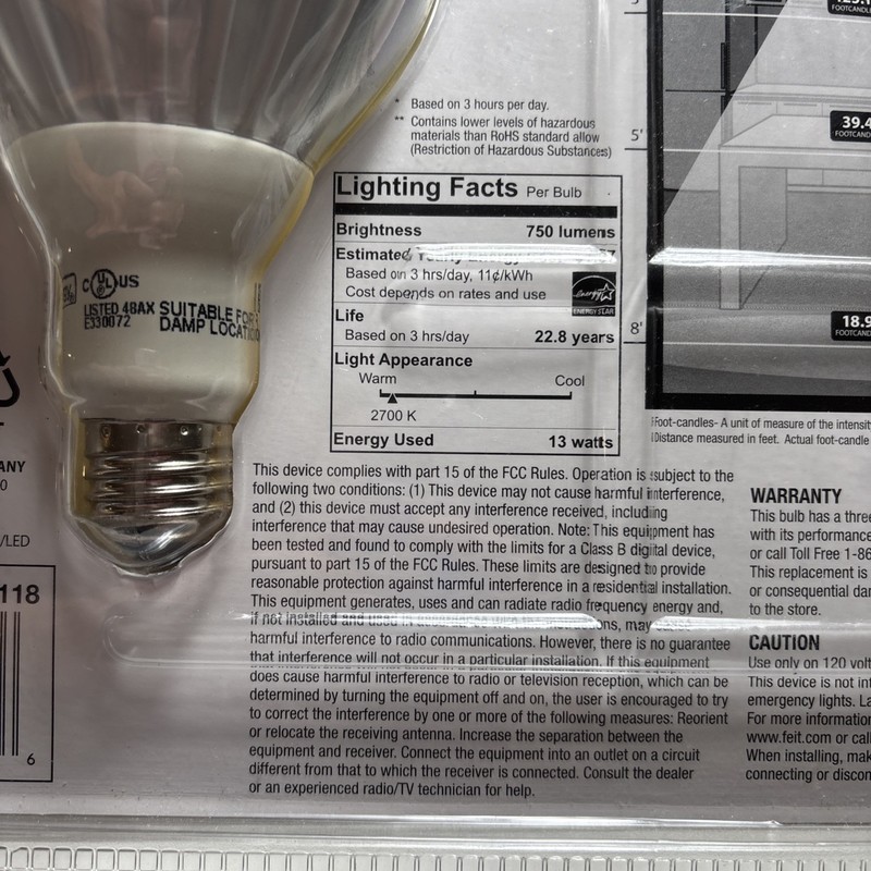 Feit Electric LED Soft White Dimmable BR30 Flood 65W Replacement 750 Lumens gallery