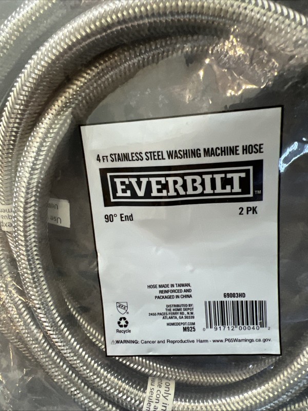 Everbilt Washing Machine Connector Polymer Coated Stainless Steel 4" gallery