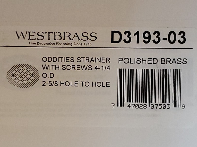Westbrass D3193-03 Solid Polished Brass Shower Drain Strainer Cover 4 1/4" 4.25" gallery
