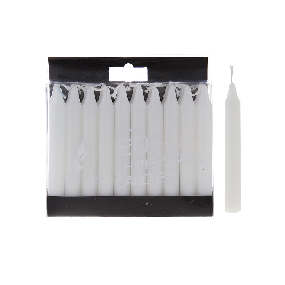 Mega Candles - Unscented 4" Chime / Spell Taper Candles - White, Set of 20 gallery