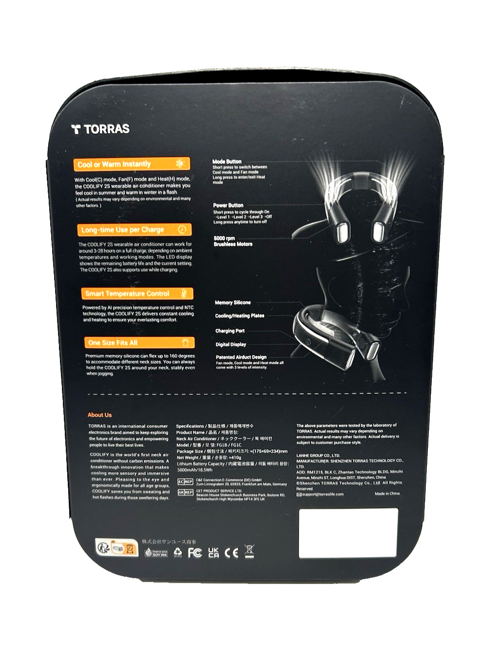 TORRAS Coolify 2S Personal Bladeless Black Neck Air Conditioner, Heater & Fan gallery