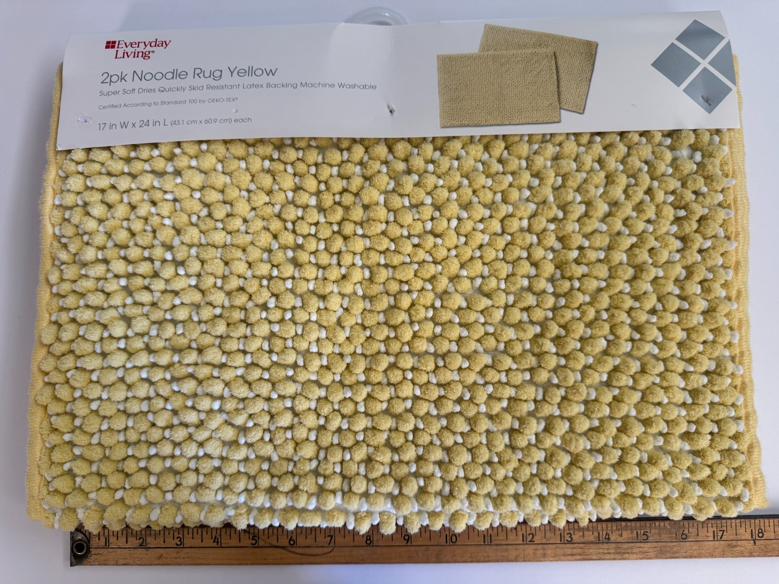 Everyday Living Yellow Noodle Rug 2 Pack Set 17x24 Bath Mats Non Slip New gallery