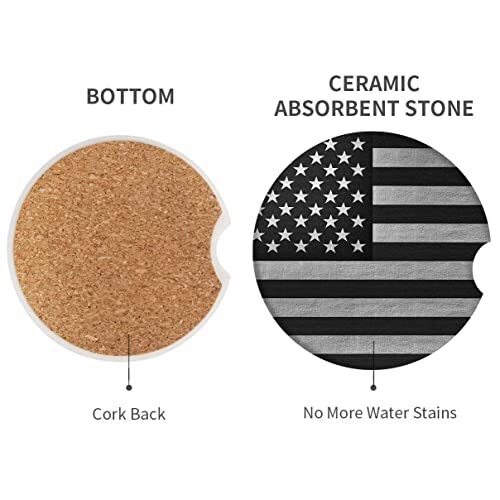 2 Pack Absorbent Car Cup Holder Coasters Ceramic Stone w/ Non Scratch Cork Base gallery