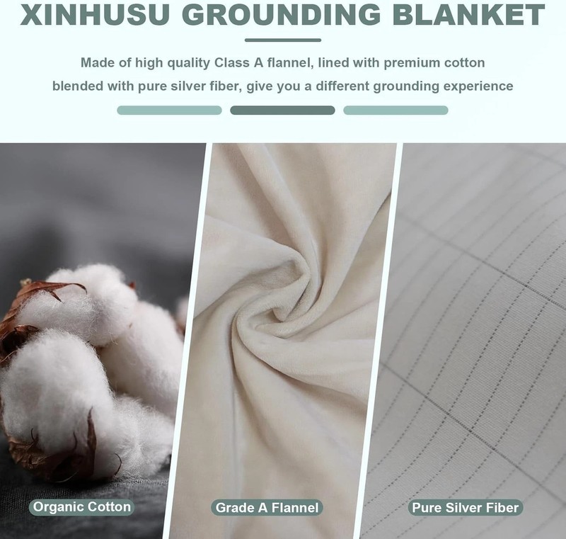 Beige Grounding Throw Blanket - Heavyweight Flannel for Enhanced Sleep Quality gallery