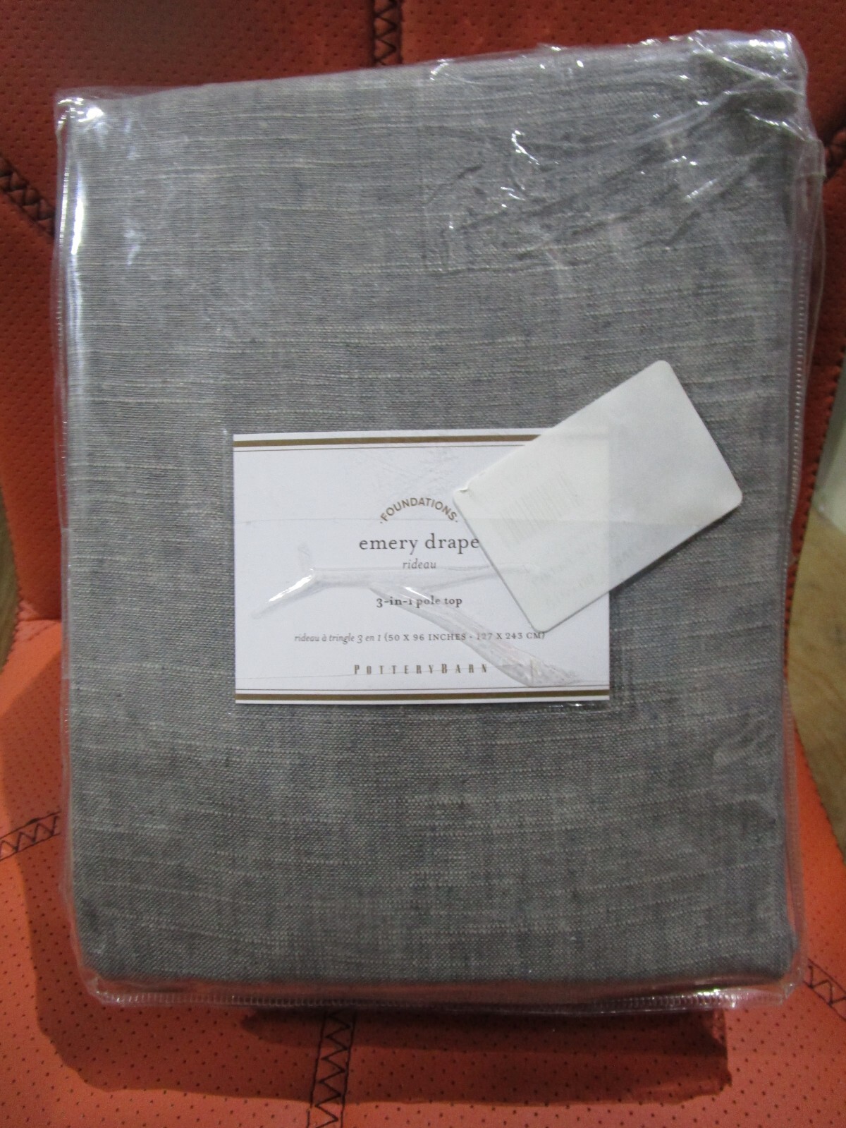 2 Pottery Barn EMERY LINEN Light, Filtering Flagstone 50 96 gray curtains gallery