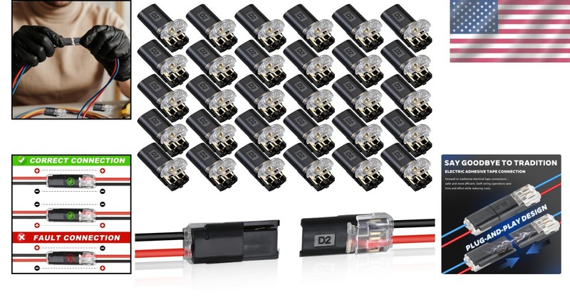 Effortless 30PCS Double Wire LED Connectors with Locking Clips for 8-22AWG gallery