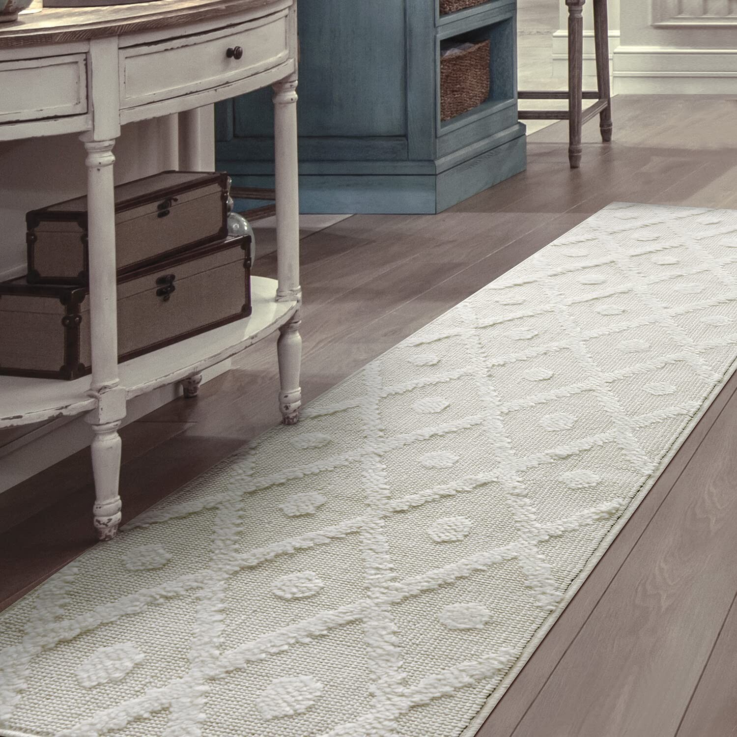 Antep Rugs Palafito 2x10 Geometric Shag Diamond High-Low Pile Textured Indoor... gallery