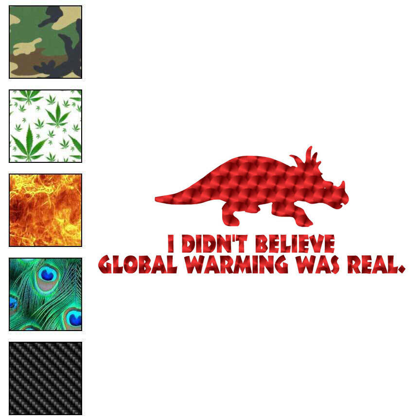 Global Warming Dinosaur, Vinyl Decal Sticker, 40 Patterns & 3 Sizes, #6161 gallery