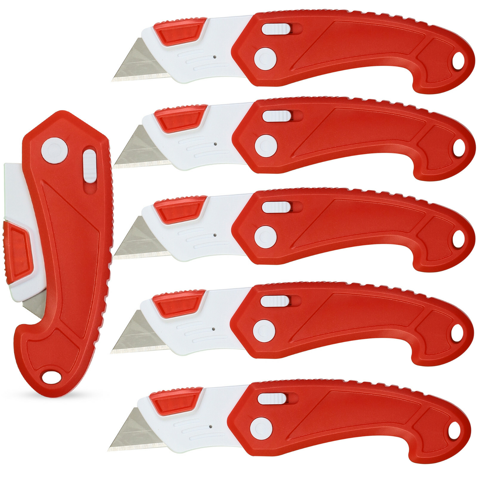 Lightweight Heavy Duty ABS Plastic Folding Saftey Utility Box Cutter 6pc Red gallery