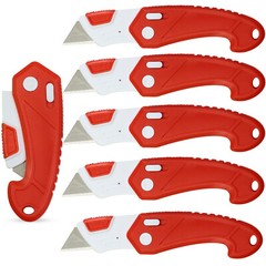 Lightweight Heavy Duty ABS Plastic Folding Saftey Utility Box Cutter 6pc Red