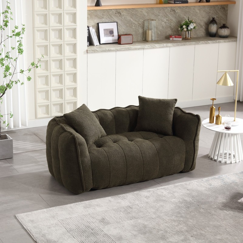 Large Square Bean Bag Chair Sofa, 66"x35"x25", Olive Green Chenille gallery