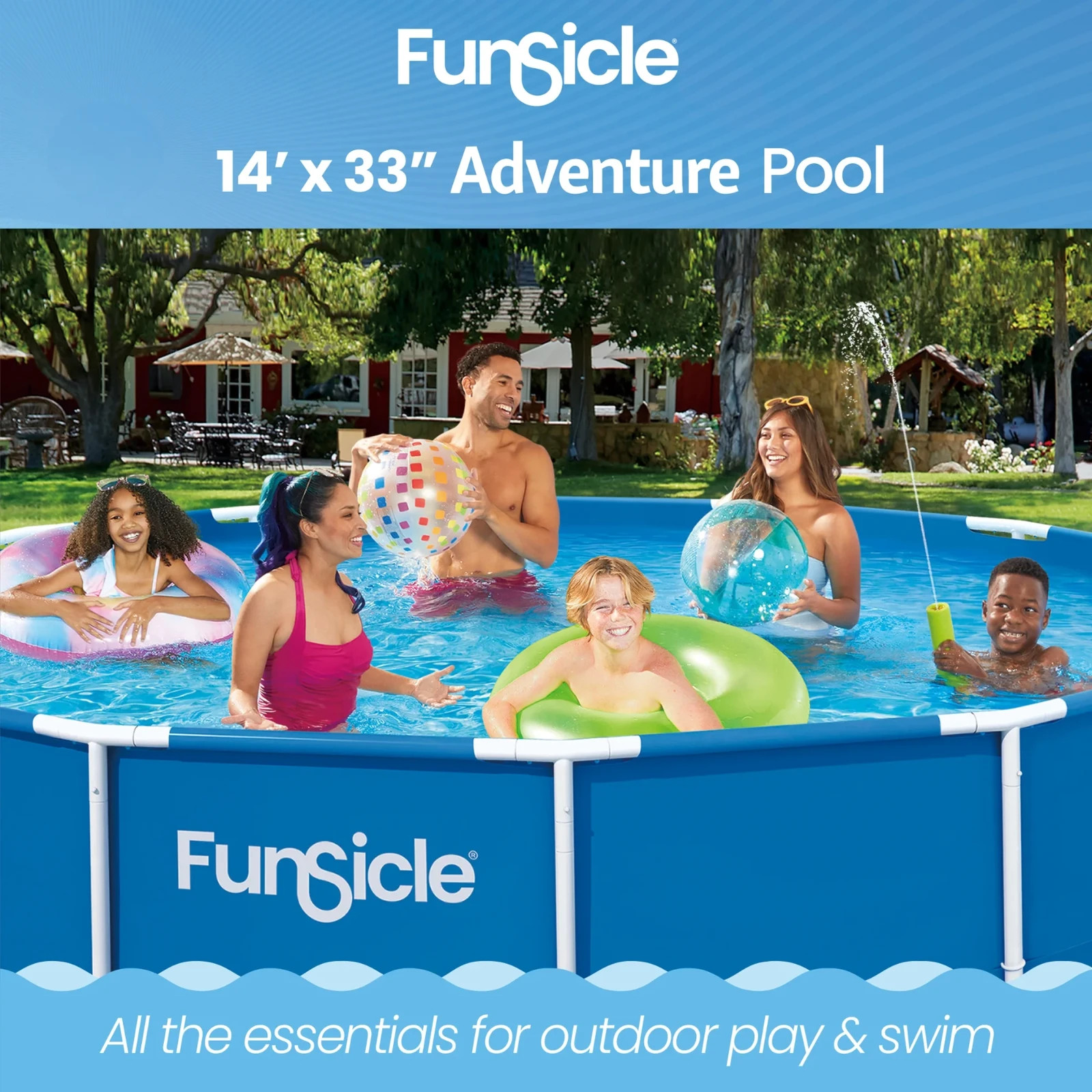 Funsicle 14ft Activity Above Ground Metal Frame Swimming Pool, Includes SkimmerP gallery