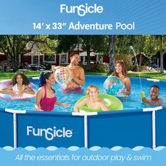 Funsicle 14ft Activity Above Ground Metal Frame Swimming Pool, Includes SkimmerP