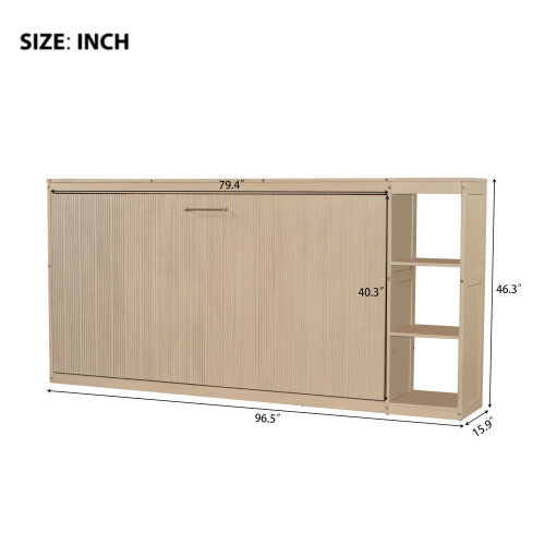 Twin Full Size Murphy Bed Wall Bed w/ Storage Bookshelves Bedroom Sets Furniture gallery