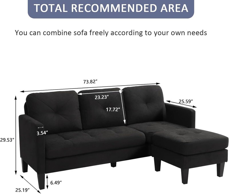 Grepatio Convertible Sectional Sofa Couch, L-Shaped Couch with Modern Linen gallery