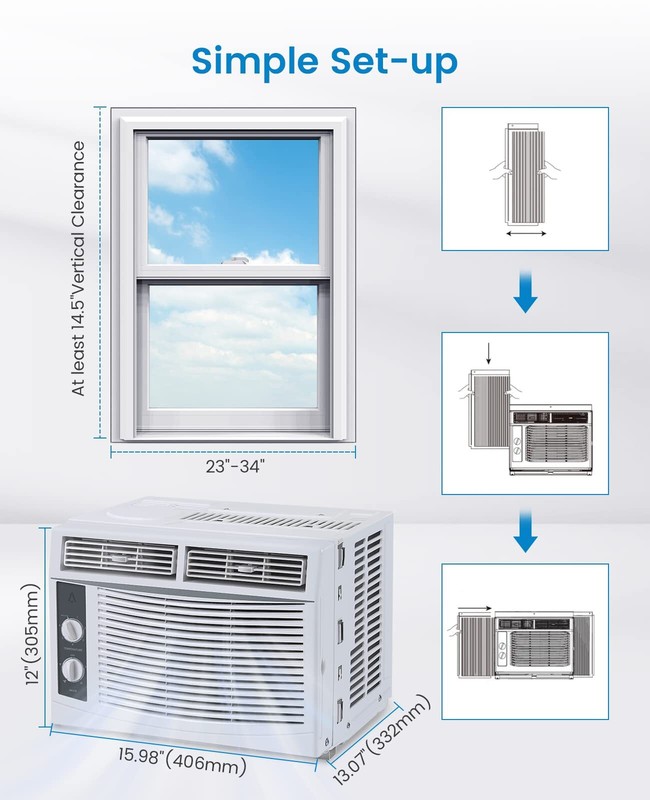 🔥Window Air Conditioners Mechanical Control Panel AC Unit W/Kit 5000 BTU Mounte gallery