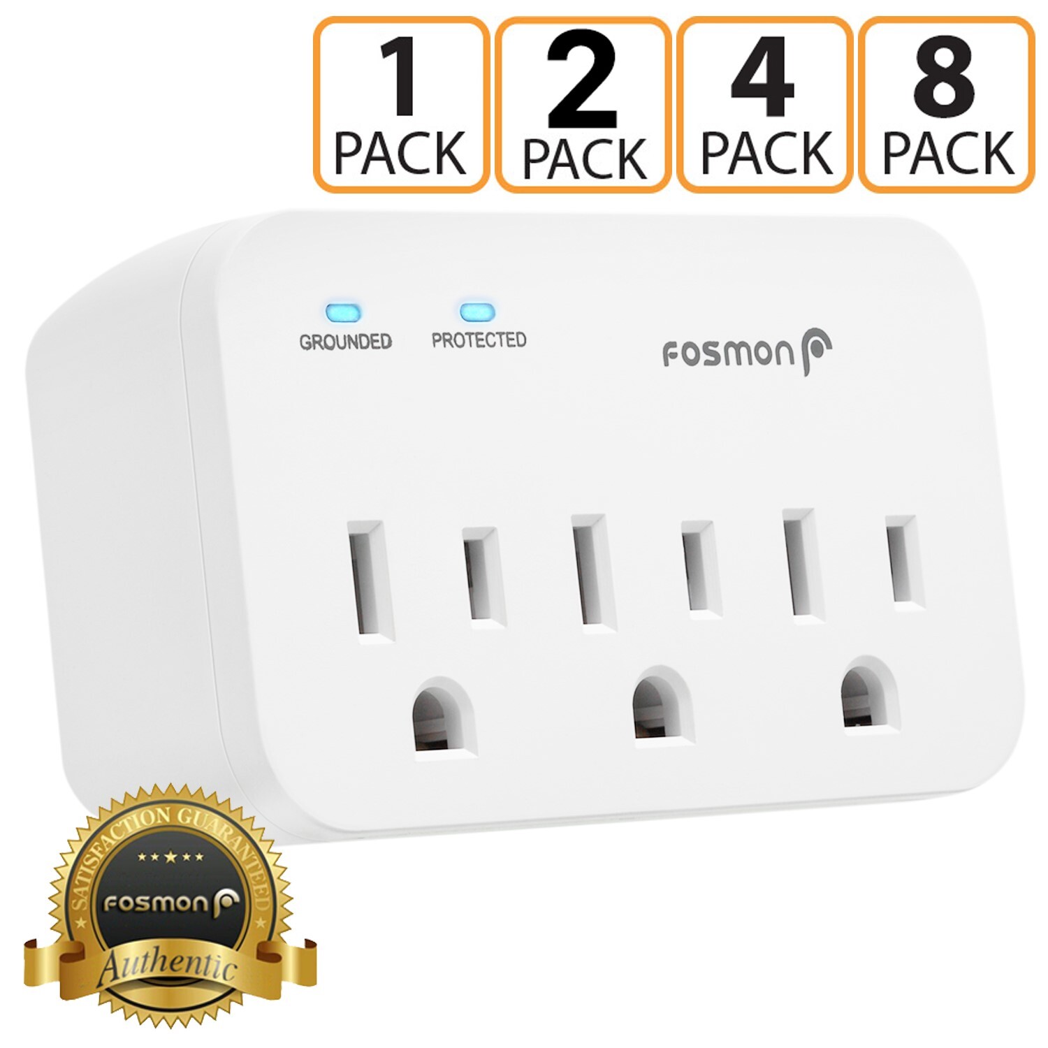 Fosmon 3 Outlet Surge Protector Multi Plug Wall Adapter Tap 1200J [ETL Listed] gallery