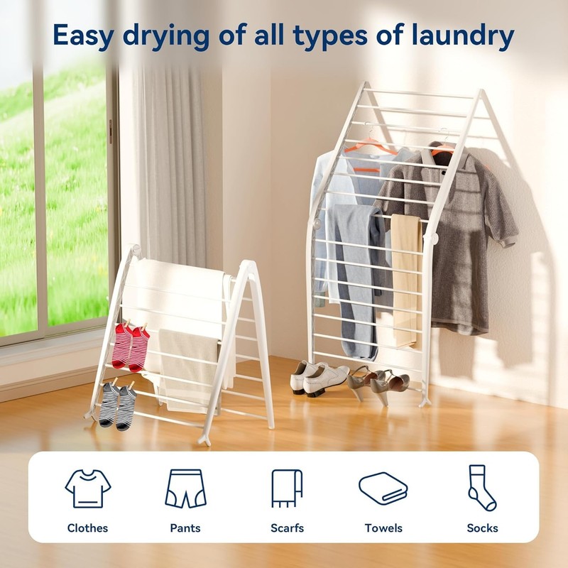 Durable Foldable Drying Rack in Pearl - Perfect for Laundry and Space Management gallery