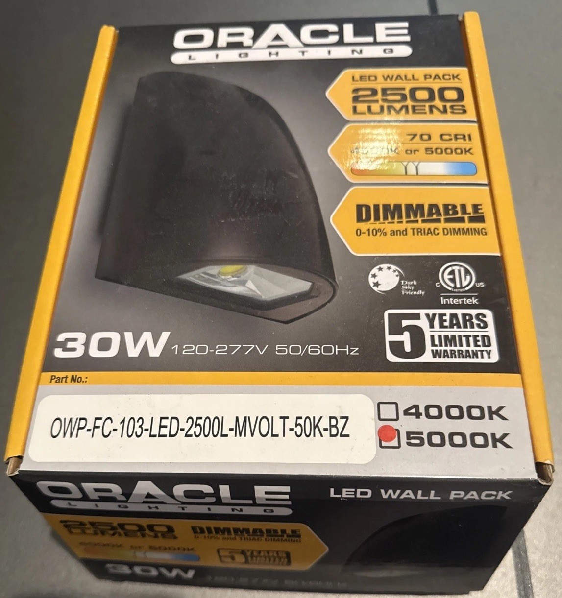Oracle Lighting LED Wall Pack 2500 Lumens Aluminum Modern Black gallery
