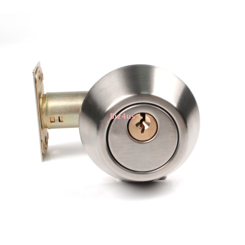 Single Sided Deadbolt Lock Entry Keyed Cylinder 3 Keys Exterior Door Satin Brass gallery