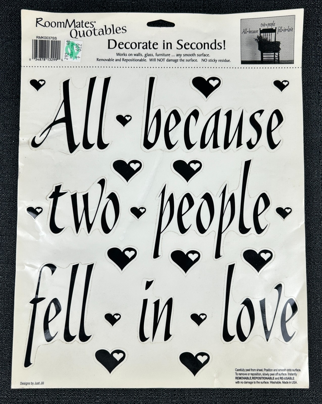 RoomMates Love Quote Decal All Because Two People Fell in Love Wedding Shower gallery