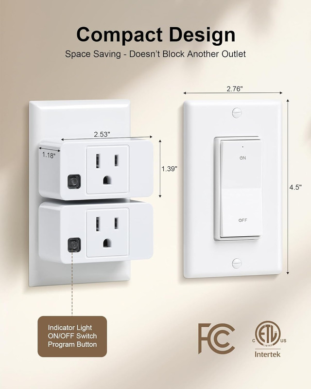 Remote Control Outlet, Decorator Rocker Wall Switch, 200FT Long Range Wireless L gallery