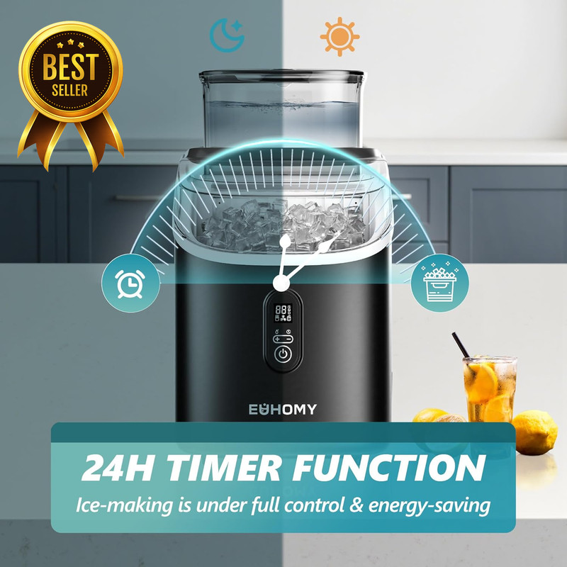 Ice Cube Maker Machine Countertop with External Water Tank 34 lbs Per Day 2 Wate gallery