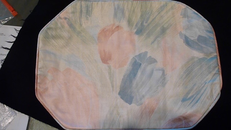 6 - CUSTOM MADE FABRIC MULTI-COLOR FLORAL MOTIF TABLE PLACEMENTS - Like New gallery