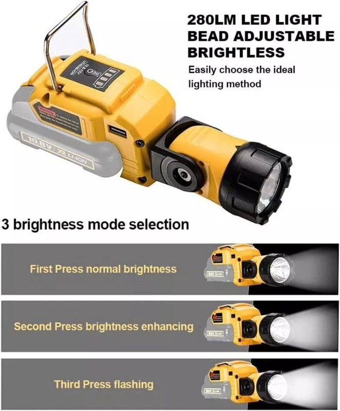 Cordless Flashlight LED Work Light for Dewalt 10.8V-12V Lamps Outdoor Spotlight gallery