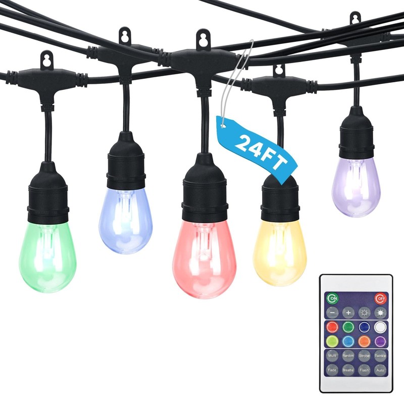 24FT LED RGBW Outdoor String Lights, Remote Control Color Changing, Waterproof C gallery