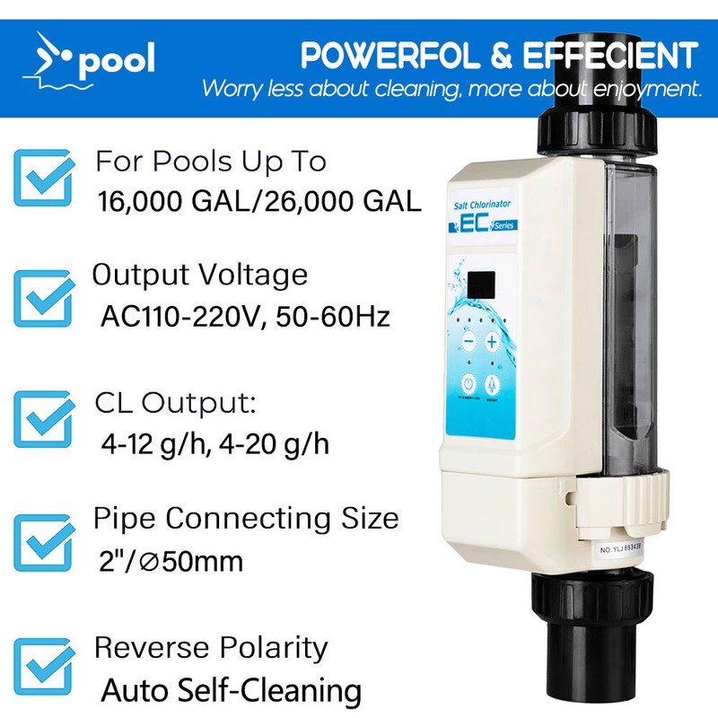 Complete Saltwater Pool System Up To 10/16/26K Gallons, Salt Chlorine Generator gallery
