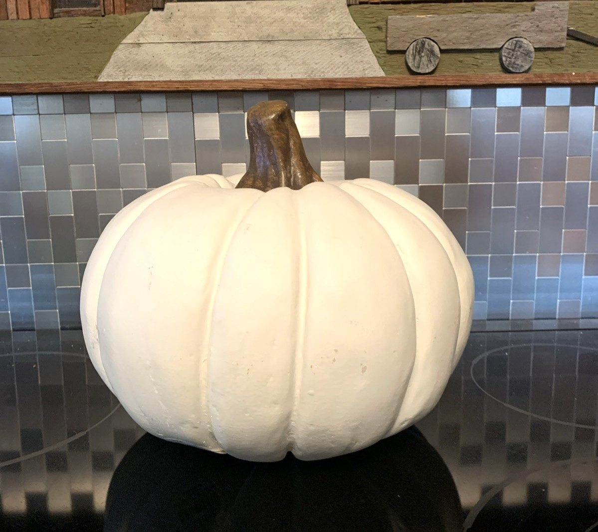 Pumpkin 4.5 Pounds Ivory Ceramic Fall Thanksgiving Halloween Home Decor 10x11 gallery