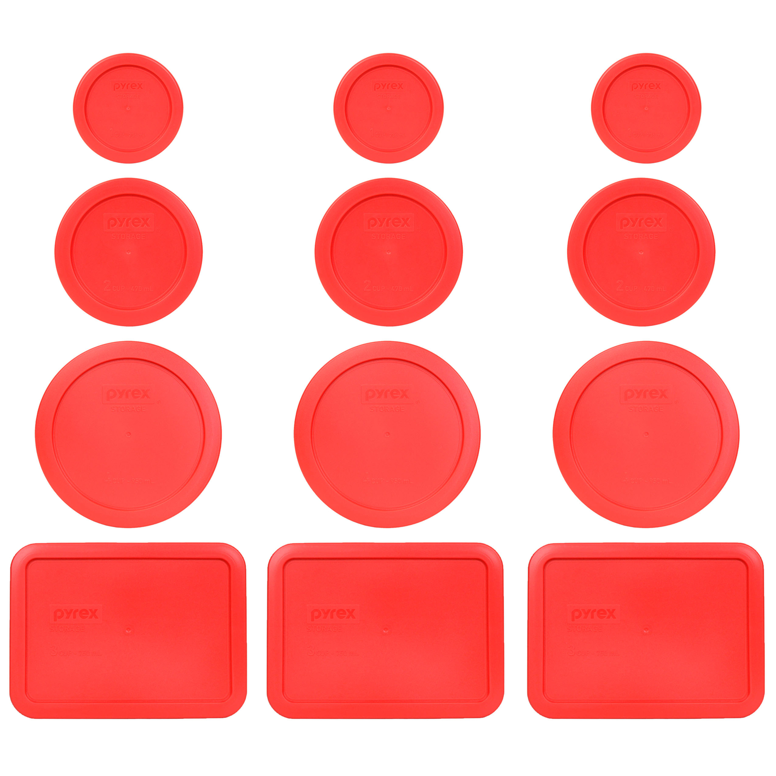 Pyrex (3) 7202-PC (3) 7200-PC (3) 7201-PC (3) 7210-PC Red Replacement Lids gallery