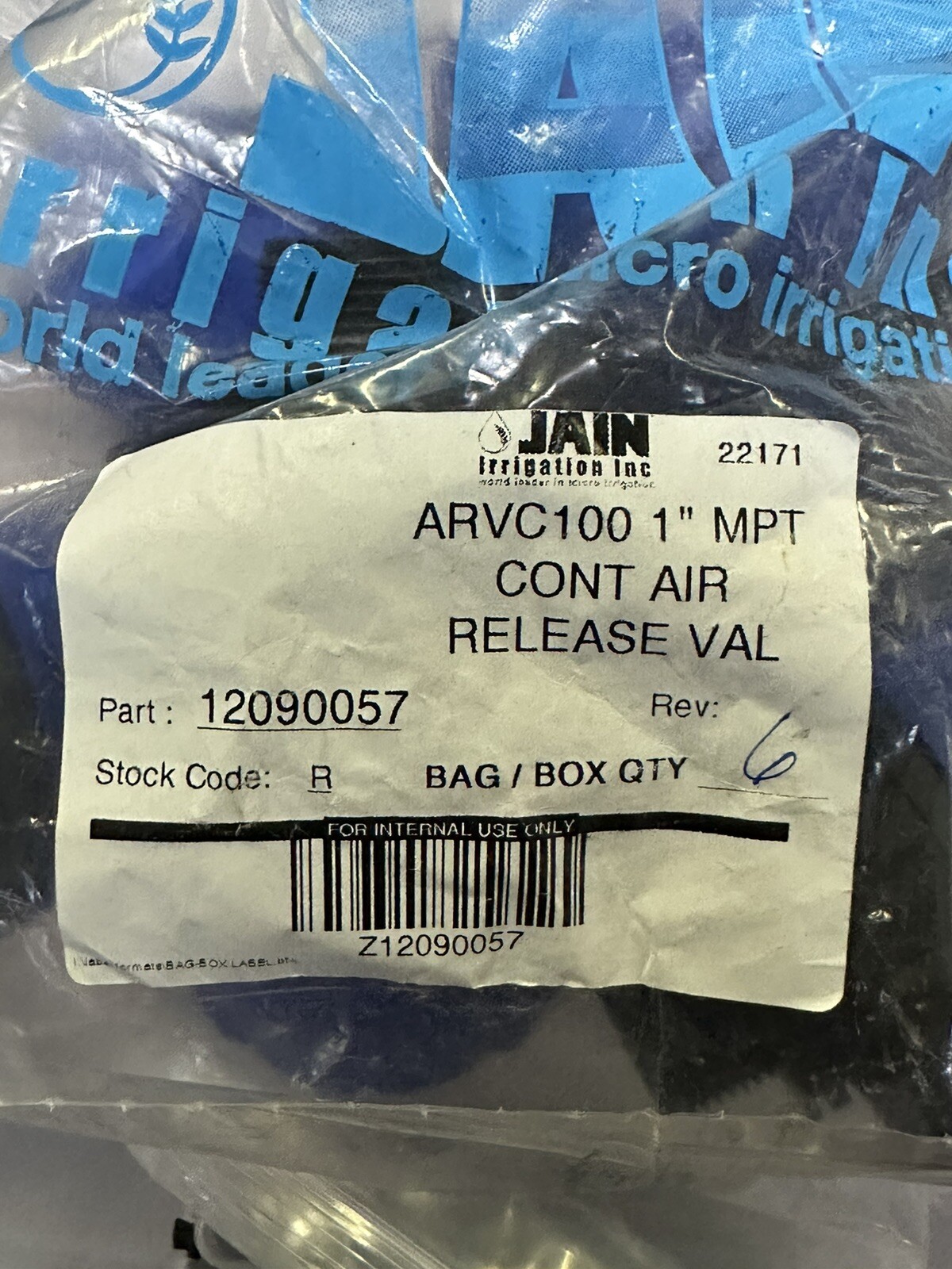 Jain Irrigation 1" MPT Continuous Air Relief Valve (ARVC100) Pack of 6 gallery