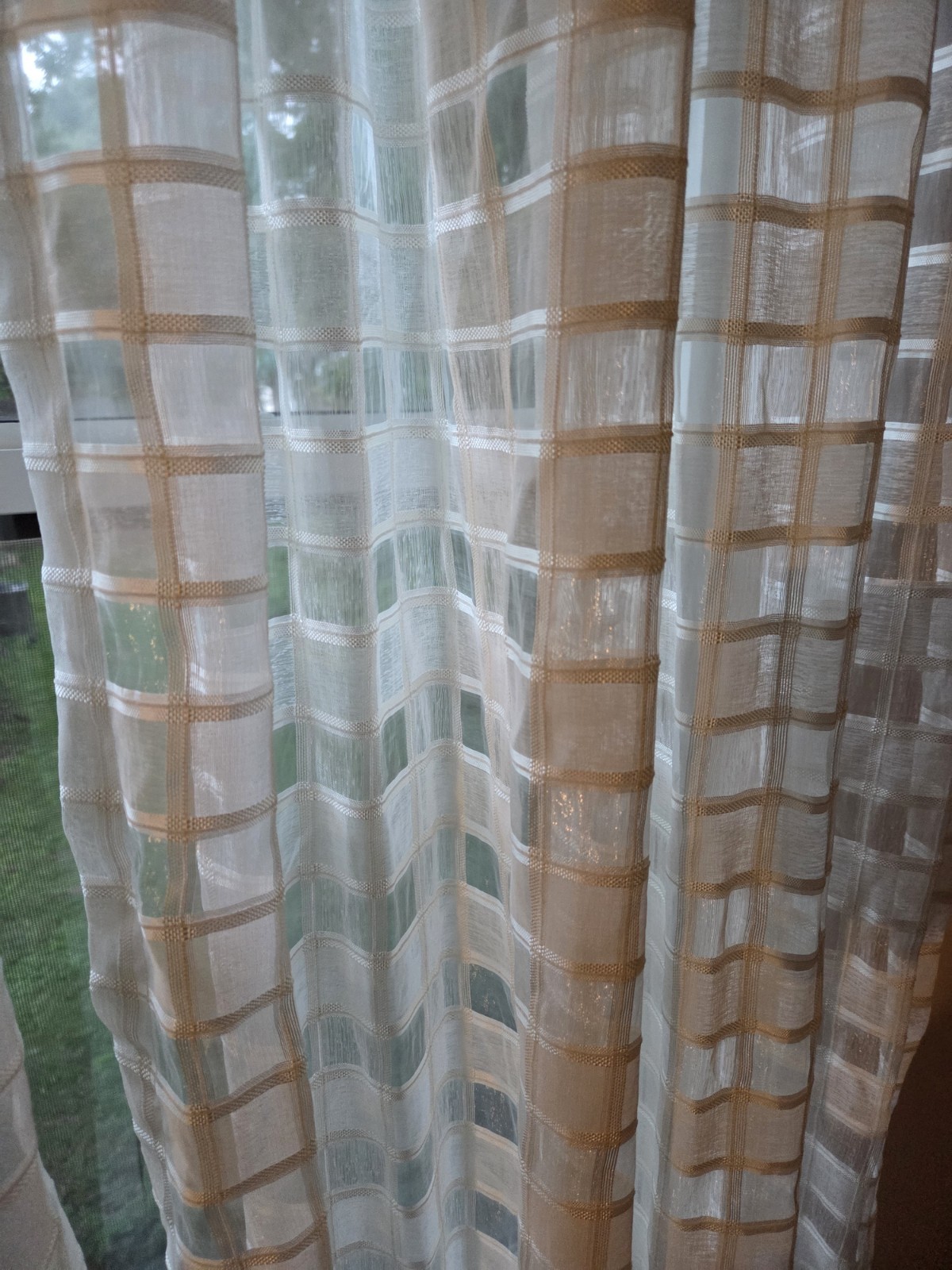 Ivory Checkered Semi Sheer World Market Curtains 44x84" gallery