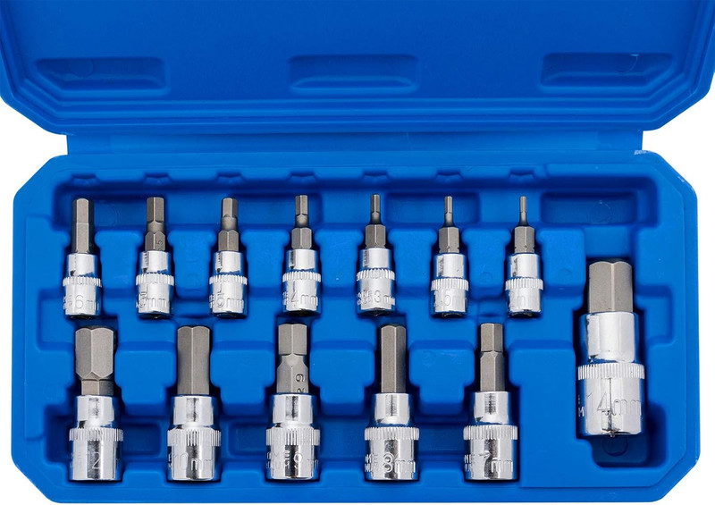 Hex Bit Socket Set Premium S2 Alloy Steel | 13-Piece Metric 2mm - 14mm Allen Soc gallery