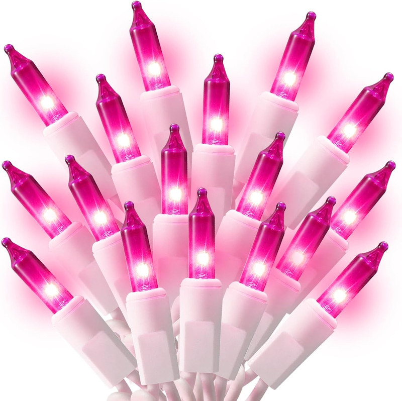 100 Count Mini Pink Lights String, 21Ft Christmas Tree Lights Plug In,Christm... gallery