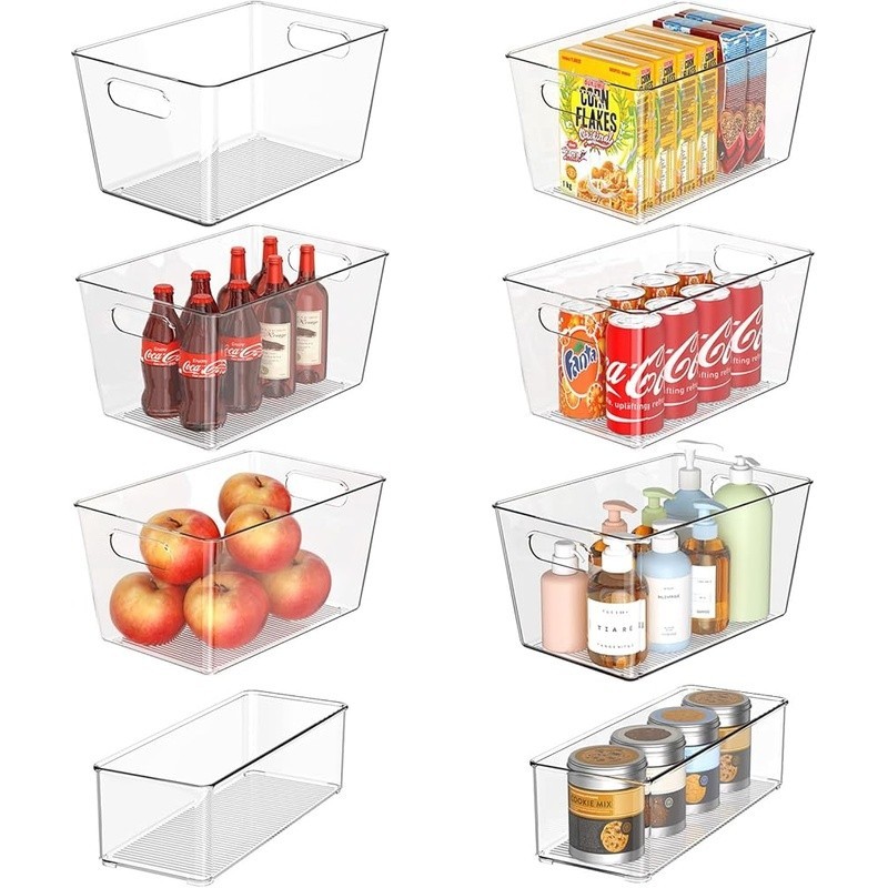 Premium BPA-Free PETG Clear Plastic Storage Bins Pantry & Fridge Organization US gallery