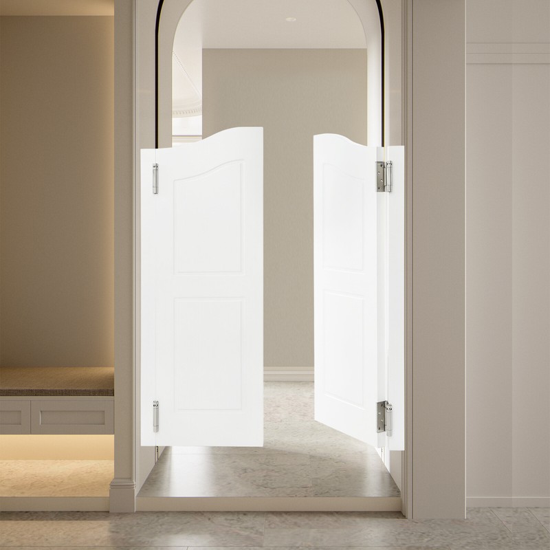 Solid Wood Partition Double Door for Shop Entrance 91??107cm/36??42in White gallery