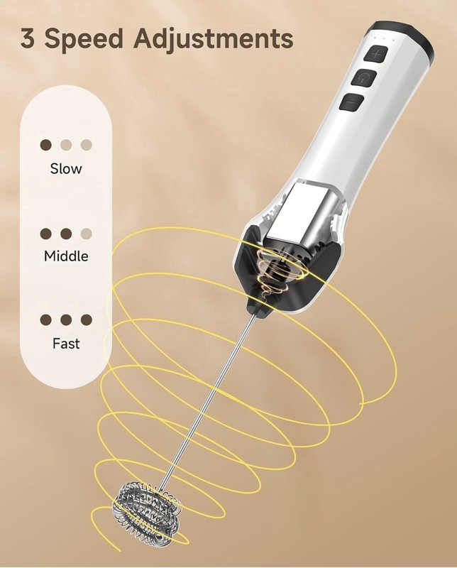 Rechargeable Electric Whisk with 3 Heads 3 Speeds Drink Mixer gallery